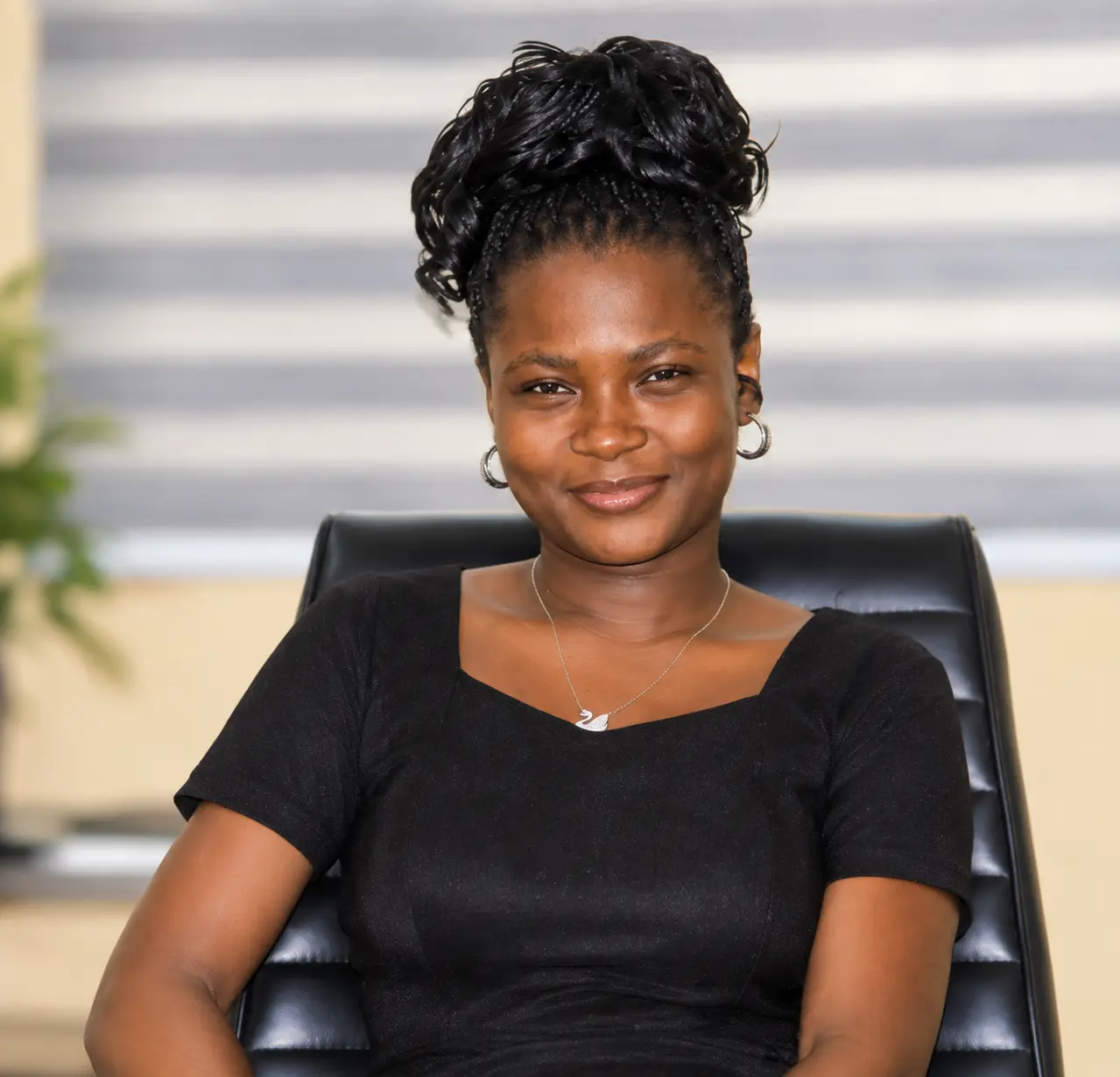 Female professional seated in the chambers